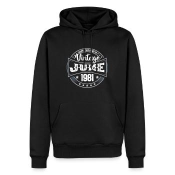1981 Juni. Geburtstagsgeschenk Juni 1981. Juni - Männer Premium Bio Hoodie - Schwarz - Vorne - Nico (187cm)