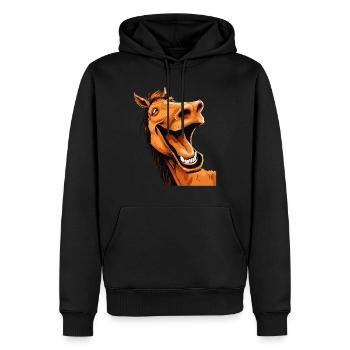 Lachendes Pferd Lustig Witzig Humor Verrückt Ugly - Männer Premium Bio Hoodie - Schwarz - Vorne - Nico (187cm)