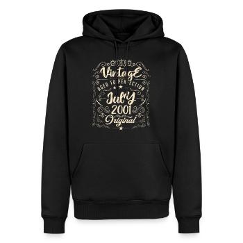 Jahrgang Geboren im Juli 2001 Jubiläum Juli - Männer Premium Bio Hoodie - Schwarz - Vorne - Nico (187cm)