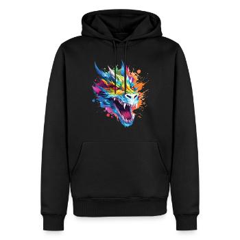 Drache Fantasie Magie Mystik Kreatur Tier Bunt - Männer Premium Bio Hoodie - Schwarz - Vorne - Nico (187cm)