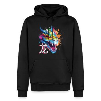 Drache Chinesisch Fantasie Magie Mystik Bunt - Männer Premium Bio Hoodie - Schwarz - Vorne - Nico (187cm)