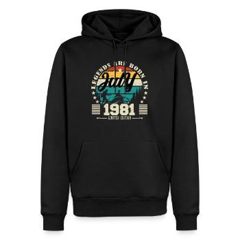 Juli 1981. Geburtstagsgeschenk Juli 1981. - Männer Premium Bio Hoodie - Schwarz - Vorne - Nico (187cm)