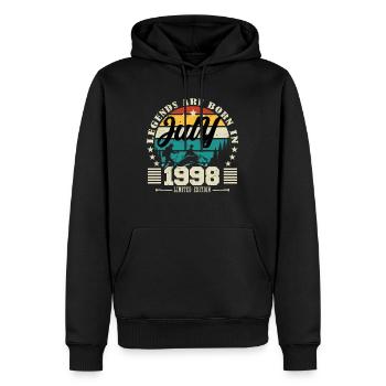 Juillet 1998. Cadeau d'anniversaire juillet 1998. - Sweat à capuche Premium bio Homme - noir - Devant - Nico (187cm)