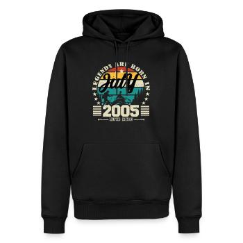 Juillet 2005. Cadeau d'anniversaire juillet 2005. - Sweat à capuche Premium bio Homme - noir - Devant - Nico (187cm)