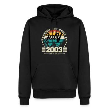 Juillet 2003. Cadeau d'anniversaire juillet 2003. - Sweat à capuche Premium bio Homme - noir - Devant - Nico (187cm)