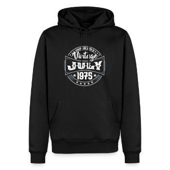 Juli 1975. Geburtstagsgeschenk Juli 1975. - Männer Premium Bio Hoodie - Schwarz - Vorne - Nico (187cm)