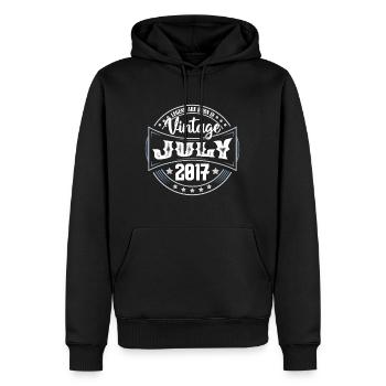 Juli 2017. Geburtstagsgeschenk Juli 2017. - Männer Premium Bio Hoodie - Schwarz - Vorne - Nico (187cm)
