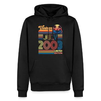 Anniversaire Juillet 2003. Cadeau juillet 2003. - Sweat à capuche Premium bio Homme - noir - Devant - Nico (187cm)