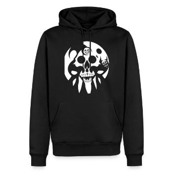 Horreur Crâne Crâne Art Crâne Gothique Heavy Metal - Sweat à capuche Premium bio Homme - noir - Devant - Nico (187cm)