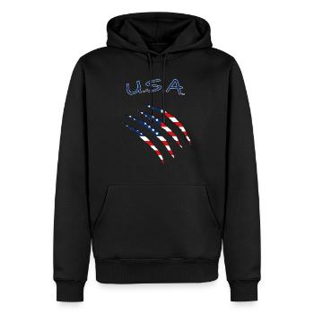 USA, America - Männer Premium Bio Hoodie - Schwarz - Vorne - Nico (187cm)