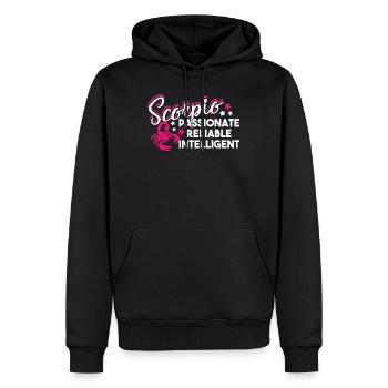 Scorpio Scorpio Passionate Reliable Intelligent - Men’s Premium Organic Hoodie - black - Front - Nico (187cm)