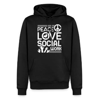 Social Worker Peace Love Social Work - Men’s Premium Organic Hoodie - black - Front - Nico (187cm)