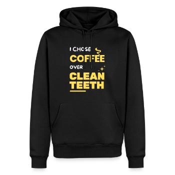 I Chose Coffee Over Clean Teeth - Men’s Premium Organic Hoodie - black - Front - Nico (187cm)