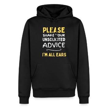 S’il vous plaît partagez vos conseils non sollicités, je suis tout ouïe - Sweat à capuche Premium bio Homme - noir - Devant - Nico (187cm)