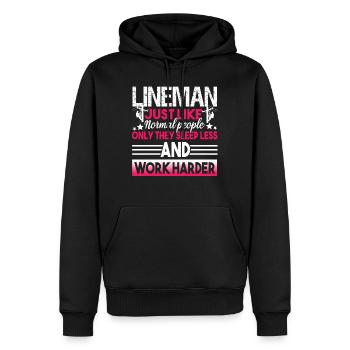 Lineman Lineman Sleep Less And Work Harder - Men’s Premium Organic Hoodie - black - Front - Nico (187cm)