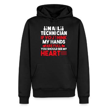 Nail Technician Nail Technician Full Heart - Men’s Premium Organic Hoodie - black - Front - Nico (187cm)
