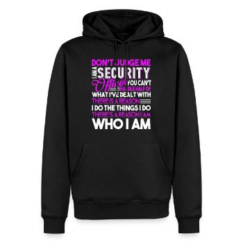 Security Officer Security Officer Don't Judge Me - Men’s Premium Organic Hoodie - black - Front - Nico (187cm)