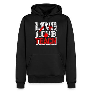 Teacher Teacher Live Love Teach - Men’s Premium Organic Hoodie - black - Front - Nico (187cm)