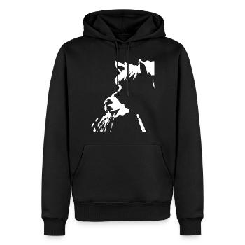 Lustige Alpaka-Silhouette Freche Spaß-Alpakas - Männer Premium Bio Hoodie - Schwarz - Vorne - Nico (187cm)