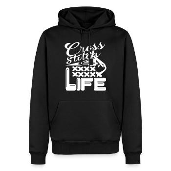 Cross Stitch Cross Stitch For Life - Men’s Premium Organic Hoodie - black - Front - Nico (187cm)