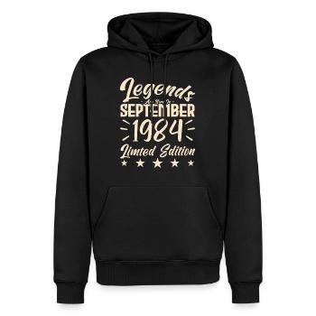 Naissance En Septembre 1984. Cadeau de September. - Sweat à capuche Premium bio Homme - noir - Devant - Nico (187cm)