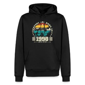 Septembre 1998. Cadeau anniversaire septembre 1998 - Sweat à capuche Premium bio Homme - noir - Devant - Nico (187cm)