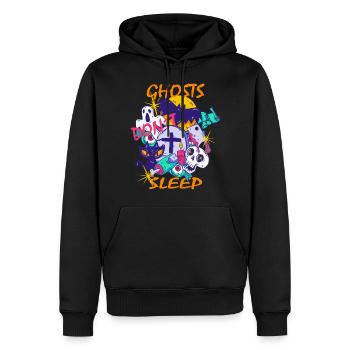 LES FANTÔMES D’HALLOWEEN NE DORMENT PAS - Sweat à capuche Premium bio Homme - noir - Devant - Nico (187cm)
