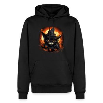 Chat en colère d’Halloween - Sweat à capuche Premium bio Homme - noir - Devant - Nico (187cm)