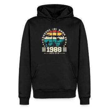 Novembre 1988. Cadeau anniversaire novembre 1988. - Sweat à capuche Premium bio Homme - noir - Devant - Nico (187cm)