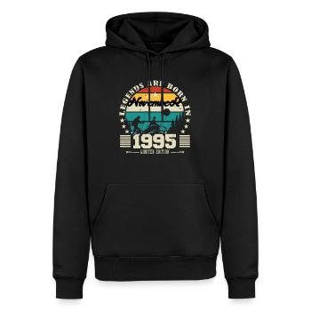 Novembre 1995. Cadeau anniversaire novembre 1995. - Sweat à capuche Premium bio Homme - noir - Devant - Nico (187cm)