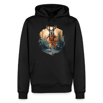 Basketballer Hirsch - Männer Premium Bio Hoodie - Schwarz - Vorne - Nico (187cm)