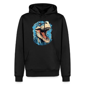 T-Rex Dinosaur Dino Tyrannosaurus Rex Vintage - Men’s Premium Organic Hoodie - black - Front - Nico (187cm)