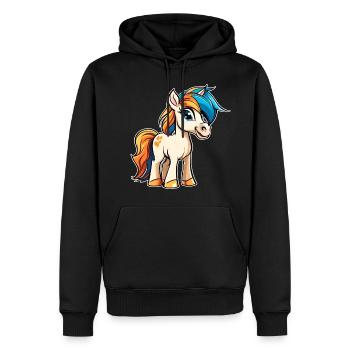 Mignon petit cheval poney - Sweat à capuche Premium bio Homme - noir - Devant - Nico (187cm)