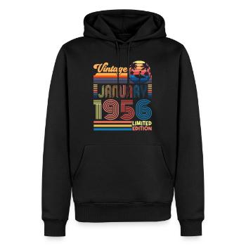 Jahrestag Januar 1956. Geschenk Januar 1956. - Männer Premium Bio Hoodie - Schwarz - Vorne - Nico (187cm)