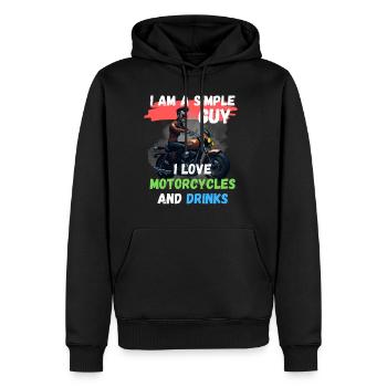 Je suis un homme simple - j’adore les motos - Sweat à capuche Premium bio Homme - noir - Devant - Nico (187cm)