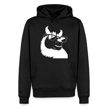 Lustiges Lama mit Sonnenbrille Coole Lamas - Männer Premium Bio Hoodie - Schwarz - Vorne - Nico (187cm)