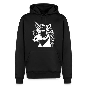 Licornes drôles portant des lunettes de soleil Licorne cool - Sweat à capuche Premium bio Homme - noir - Devant - Nico (187cm)