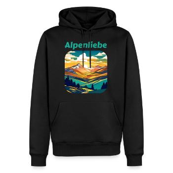 Alpenliebe I - Männer Premium Bio Hoodie - Schwarz - Vorne - Nico (187cm)