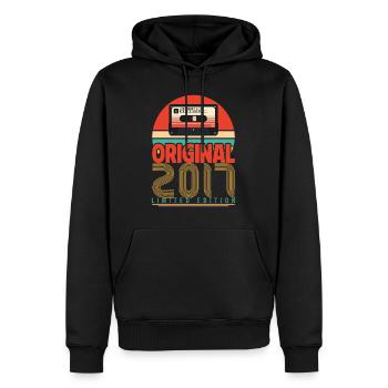Cadeau Anniversaire Vintage 2017. Rétro 2017. - Sweat à capuche Premium bio Homme - noir - Devant - Nico (187cm)