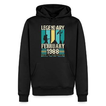 Cadeau Vintage Anniversaire Février 1988, février. - Sweat à capuche Premium bio Homme - noir - Devant - Nico (187cm)