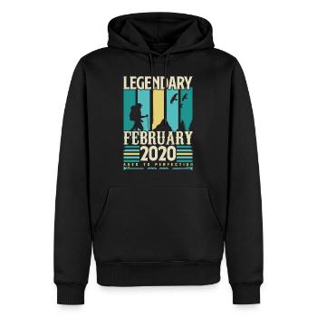 Cadeau Vintage Anniversaire Février 2020, février. - Sweat à capuche Premium bio Homme - noir - Devant - Nico (187cm)