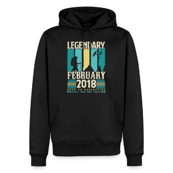 Vintage Birthday Gift February 2018, February. - Men’s Premium Organic Hoodie - black - Front - Nico (187cm)