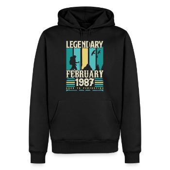 Vintage Birthday Gift February 1987, February. - Men’s Premium Organic Hoodie - black - Front - Nico (187cm)