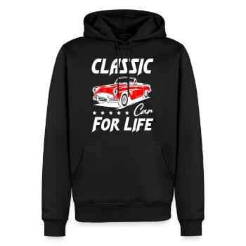 Voiture classique pour la vie - Sweat à capuche Premium bio Homme - noir - Devant - Nico (187cm)