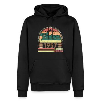 Retro 1957 Geburtstagsgeschenk. Jahrgang 1957. - Männer Premium Bio Hoodie - Schwarz - Vorne - Nico (187cm)