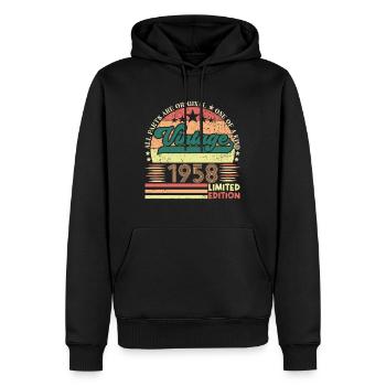 Retro 1958 Geburtstagsgeschenk. Jahrgang 1958. - Männer Premium Bio Hoodie - Schwarz - Vorne - Nico (187cm)