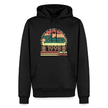 1998 Retro Geburtstagsgeschenk. Jahrgang 1998. - Männer Premium Bio Hoodie - Schwarz - Vorne - Nico (187cm)