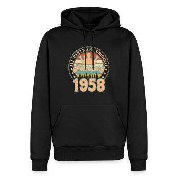 Février 1958. Cadeau d’anniversaire février 1958. - Sweat à capuche Premium bio Homme - noir - Devant - Nico (187cm)