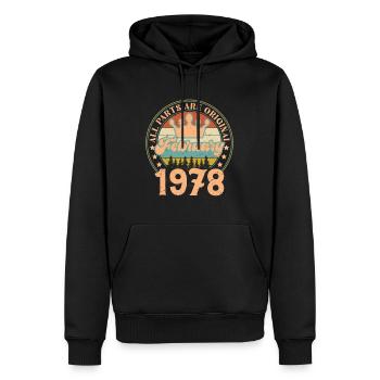Februar 1978. Februar 1978 Geburtstagsgeschenk. - Männer Premium Bio Hoodie - Schwarz - Vorne - Nico (187cm)