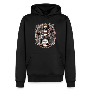 Fang den Beat ein, cooler Cat-Schlagzeuger - Männer Premium Bio Hoodie - Schwarz - Vorne - Nico (187cm)
